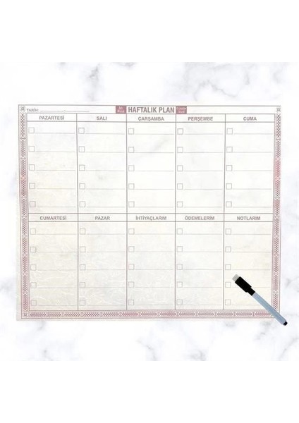 Şeffaf Kendiliğinden Yapışkanlı Kalemli Haftalık Planlayıcı 40CM-50CM indirimleri