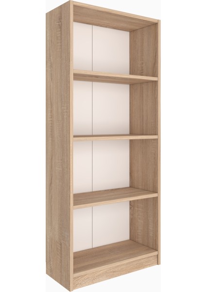 Modern Çok Renkli Kitaplık – Minimalist 4 Raflı Depolama Ünitesi (Beyaz / Sonomo / Atlantik Çam) indirimleri