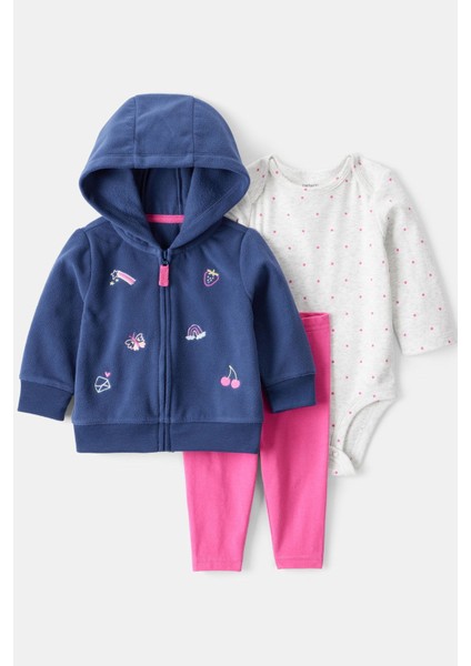 Kız Bebek Hırkalı 3'lü Takım Mavi 1T878710