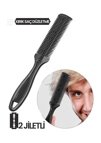 Hsnet 2 Jiletli Kırık Saç Sakal Düzletme Inceltme Tarağı - ME001W-50OPC5