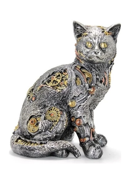 Steampunk Polyester Kedi Figürü Model 1
