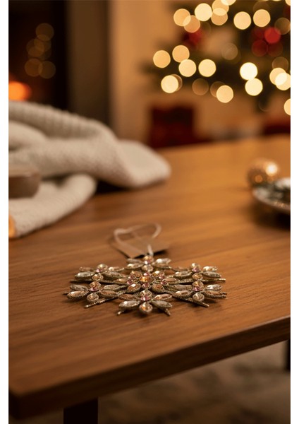 Kristal Taş Detaylı Altın Kar Tanesi Yılbaşı Ağaç Süsü fiyatları