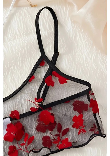 Çiçek Desenli Siyah Transparan Şortlu Gecelik TM1377 - BI001V-4YW090 fiyatları