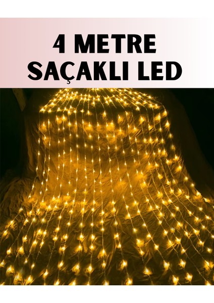 4 Metre Icicle Şelale LED Yılbaşı Perde Işık Sıcak Ambiyans - ME001W-51S6O3