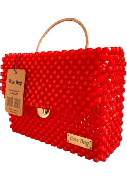 Kırmızı Boncuk Çanta En 24 cm Boy 15 cm Yeni Yıl Özel Tasarım. fiyatları