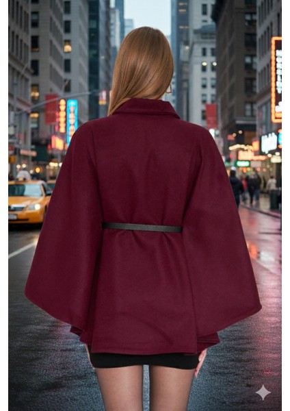 Prilika Kadın Bordo Kemerli Panço – 2025 Zarif Seçim fırsatları