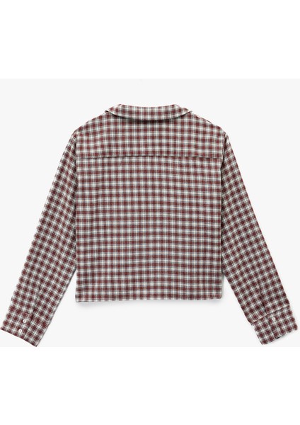 Uzun Kollu Gömlek Yaka Oversize Crop Ekoseli Pijama Üstü fiyatları