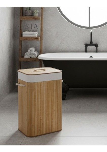 Doğal Bambu Kare Katlanabilir Kirli Çamaşır Sepeti - 75 Litre, Geniş Hacimli - Şık Tasarım fiyatları