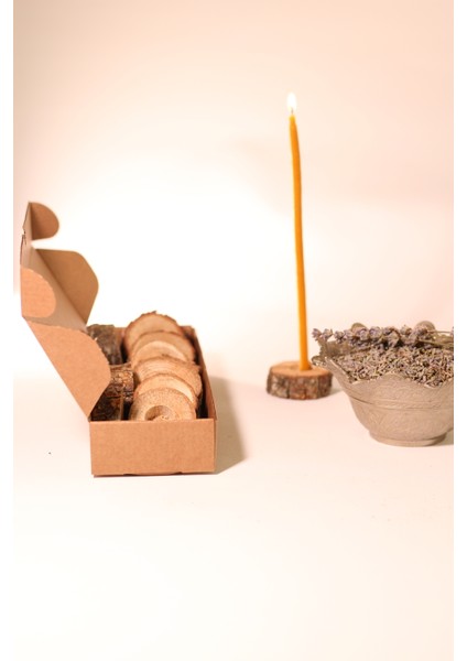 Ahşap Meşe Mum Altlığı Iç Çap 2 cm 10 Adet