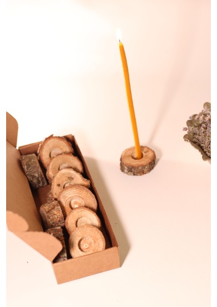 Ahşap Meşe Mum Altlığı Iç Çap 2 cm 10 Adet modelleri