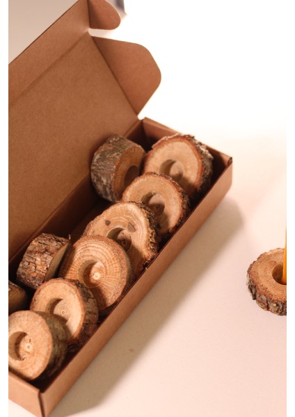 Ahşap Meşe Mum Altlığı Iç Çap 2 cm 10 Adet