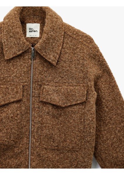 Fermuarlı Cepli Uzun Kollu Kısa Peluş Ceket modelleri