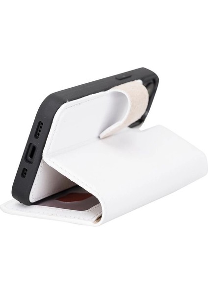Apple iPhone 13 Mini Uyumlu Deri Cüzdanlı Kılıf F3 Beyaz modelleri