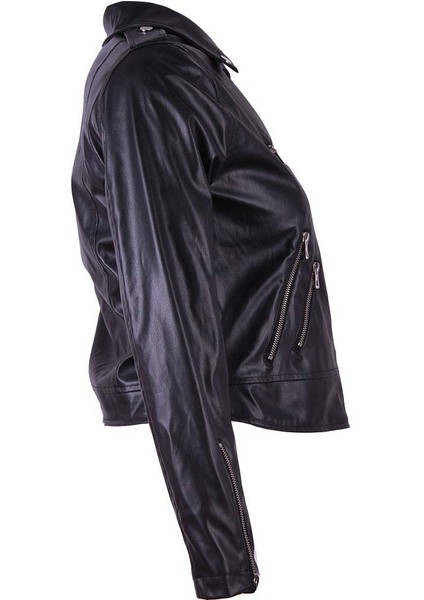 26KG07000005 Siyah Kadın Deri Ceket 4764 fiyatları