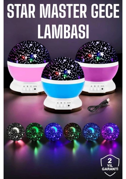 Mavi ve Mor Işıklı Projeksiyon Lambası