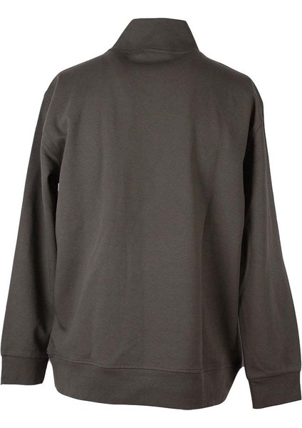 Diyagonel Yarım Fermuarlı 3 Iplik Haki Erkek Sweatshirt 5470 modelleri