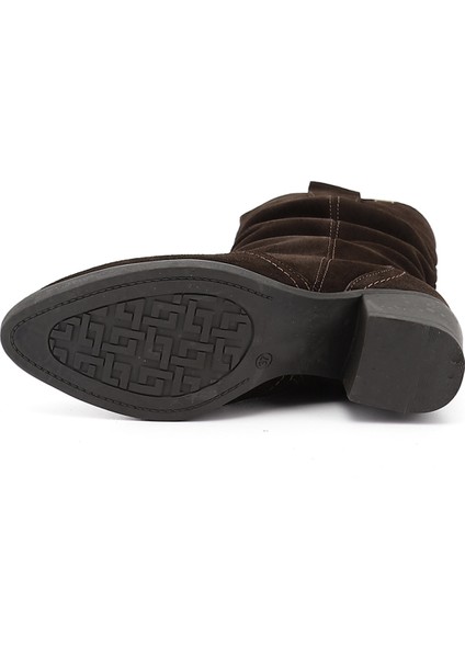 Kadın Kahve Süet Kalın Topuklu Körüklü Hakiki Deri Çizme indirimleri