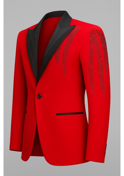 Erkek Siyah Taş Detaylı Saten Yaka Blazer Ceket – Özel Tasarım Şık Damatlık & Gece Kombini fiyatları