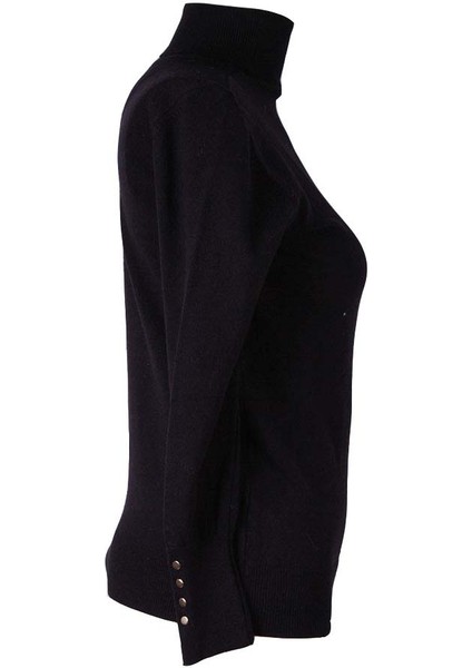 Basic Balıkçı Yaka Siyah Kadın Kazak 26KL71A40022 fiyatları