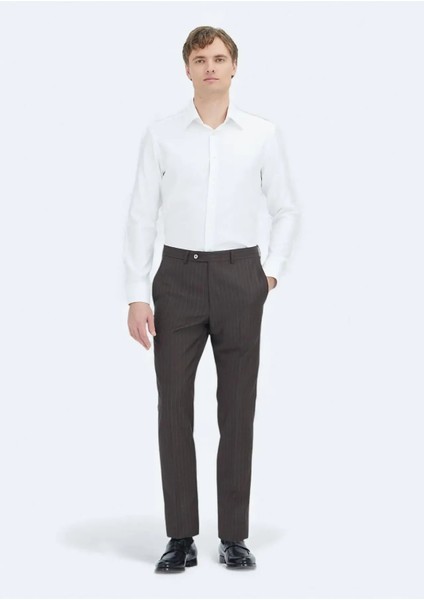 Beyaz Desenli Regular Fit Dokuma Klasik %100 Pamuk Gömlek fiyatları