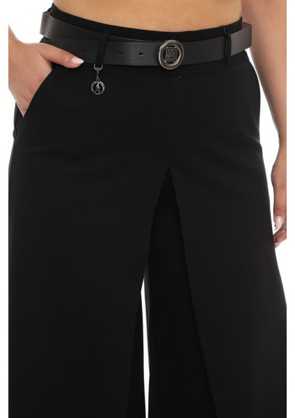 Büyük Beden Toparlayıcı Kemerli Yüksek Bel Boru Paça Örme Kadın Etek Pantolon fiyatları