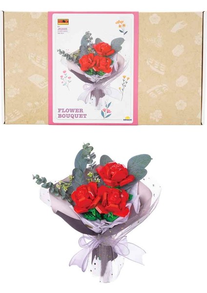 5757 Sun-Rst-Blx-Flower Set Gül Buketi 3lü Krmz 285 Prç