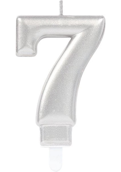 7 Rakam Mum Gümüş Renk