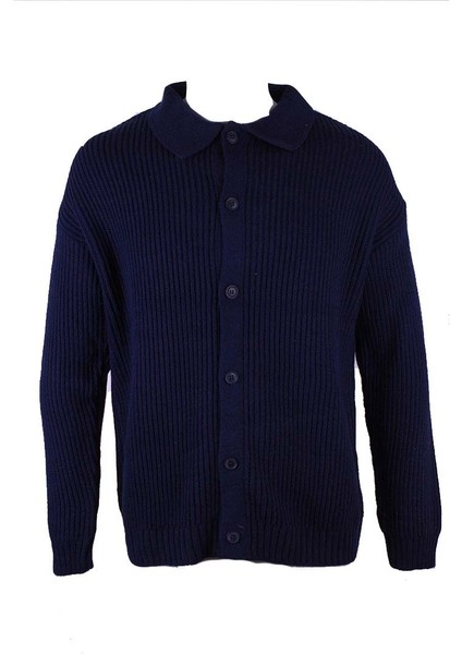 Bebe Yaka Düğmeli Lacivert Erkek Kazak 17306