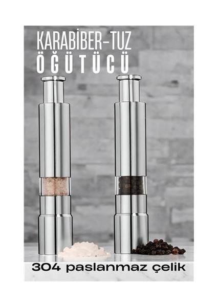 Hsnet 2'li Karabiber Tuz Öğütücü Profesyonel 304 Paslanmaz Çelik Manuel Bahara - ME001W-50PFH