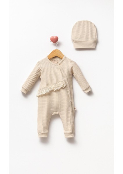 %100 Pamuk Kendinden Desen Belden Dantel Kız Tulum