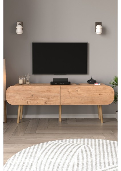 Tv Sehpası 2 Kapaklı Tv Sehpası Düşer Kapaklı Tv Ünitesi Televizyon Sehpası 120 cm Sicilya Çam fiyatları