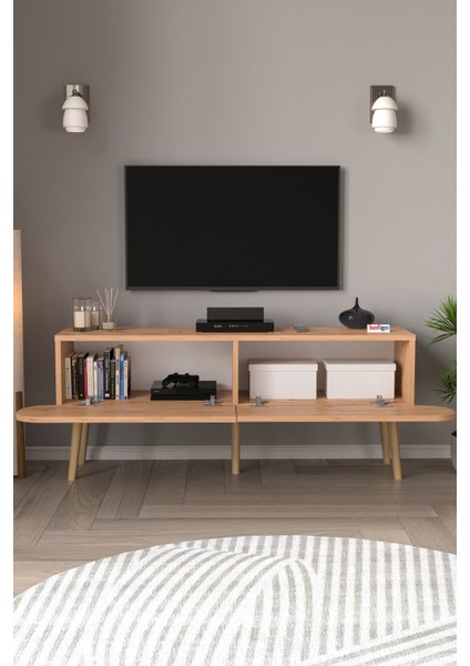 Tv Sehpası 2 Kapaklı Tv Sehpası Düşer Kapaklı Tv Ünitesi Televizyon Sehpası 120 cm Sicilya Çam modelleri