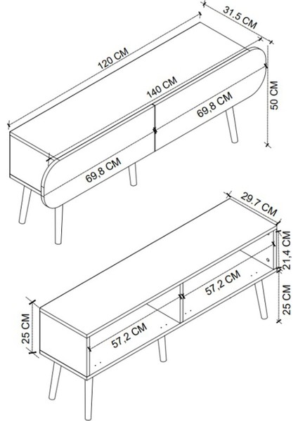 Tv Sehpası 2 Kapaklı Tv Sehpası Düşer Kapaklı Tv Ünitesi Televizyon Sehpası 120 cm Sicilya Çam