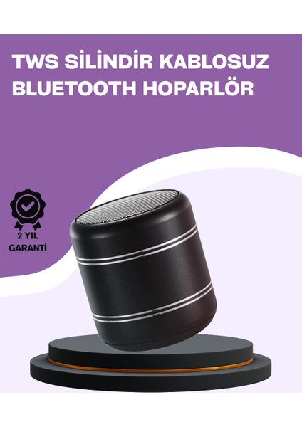 Silindir Tasarım Mini Bluetooth Hoparlör 10M Çekim Güçlü Bas ve Mikrofonlu - MK001R-4ODB35