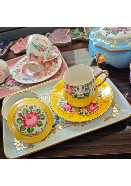 El Boyama Porselen Osmanlı Saray Kahve Fincanı-Canlı Sarı 1 Adet fiyatları