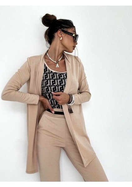 Kadın Uzun Kollu Krep Üçlü Takım