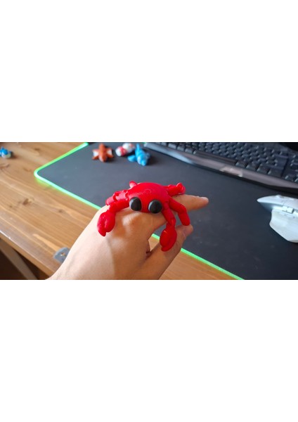 3D Baskı Eklemli Yengeç – Hareketli Masaüstü Oyuncak ve Dekoratif Figü