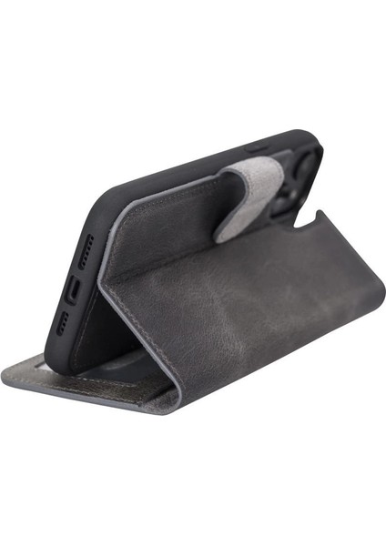 Apple iPhone 14 Plus Uyumlu Deri Cüzdanlı Kılıf Mwwn VS4EF Gri fiyatları