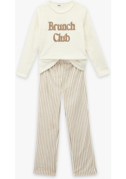 Rahat Kalıp Uzun Kollu Bisiklet Yaka 2'li Pijama Takımı