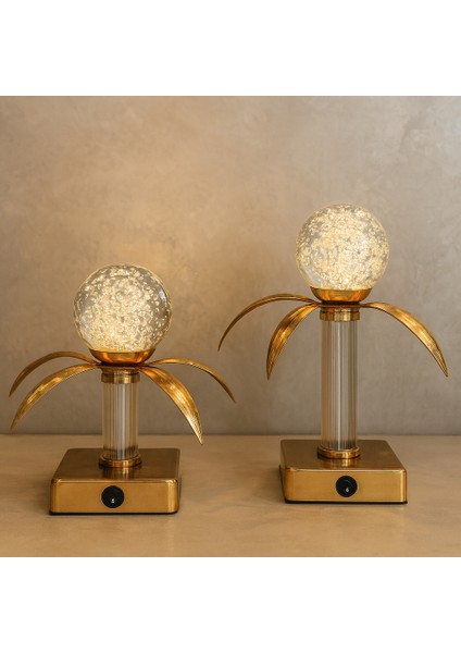 Dekoratif 2'li Ledli Palmiye Küre - Gold fırsatları
