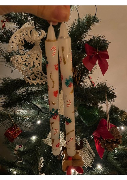 Yılbaşı El Çizimi Şamdan Mum 4'lü Set fiyatları