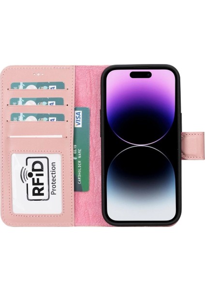 Apple iPhone 15 Uyumlu Deri Cüzdanlı Kılıf Mwwn Nu2 Pembe fiyatları