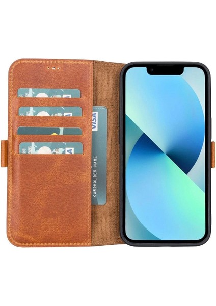 Apple iPhone 13 Uyumlu Deri Cüzdanlı Kılıf Antik Taba indirimleri
