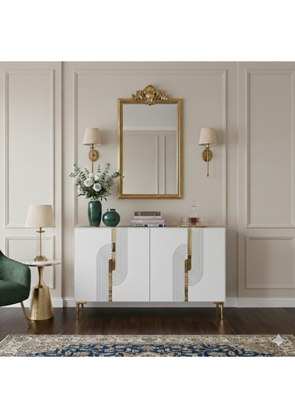 KA1208BG - Meyra Konsol, Kahve Köşesi ve Tv Sehpası 120CM Beyaz-Gold fiyatları