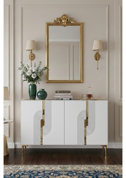 KA1208BG - Meyra Konsol, Kahve Köşesi ve Tv Sehpası 120CM Beyaz-Gold modelleri