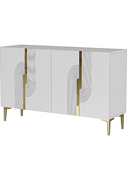 KA1208BG - Meyra Konsol, Kahve Köşesi ve Tv Sehpası 120CM Beyaz-Gold