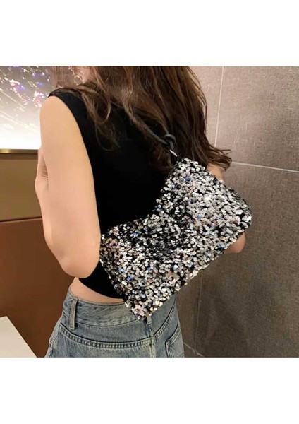 Kadın Pullu Payet Omuz Çantası (BC-1218GMŞ )