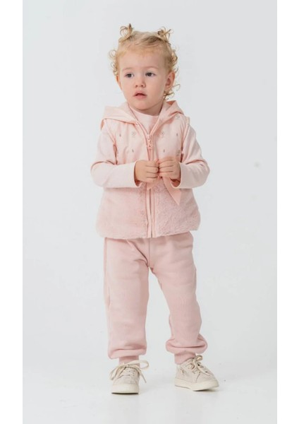 Queenkids Kız Bebek 52021 Yelekli 3'lü Takım Pembe indirimleri