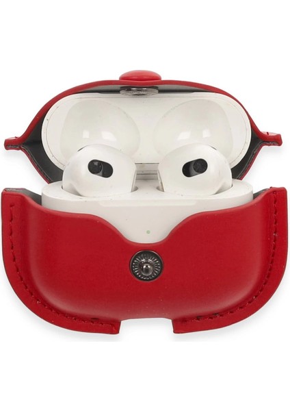 Airpods 3 (3.nesil) Çanta Deri Kılıf - Kırmızı modelleri