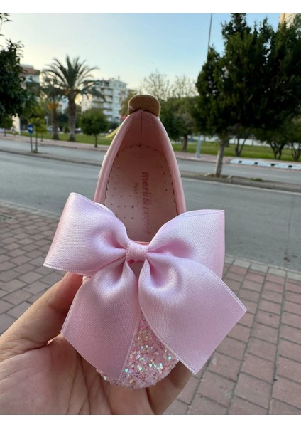 Babet Bow Cam Kırığı Kurdelalı Pembe Babet